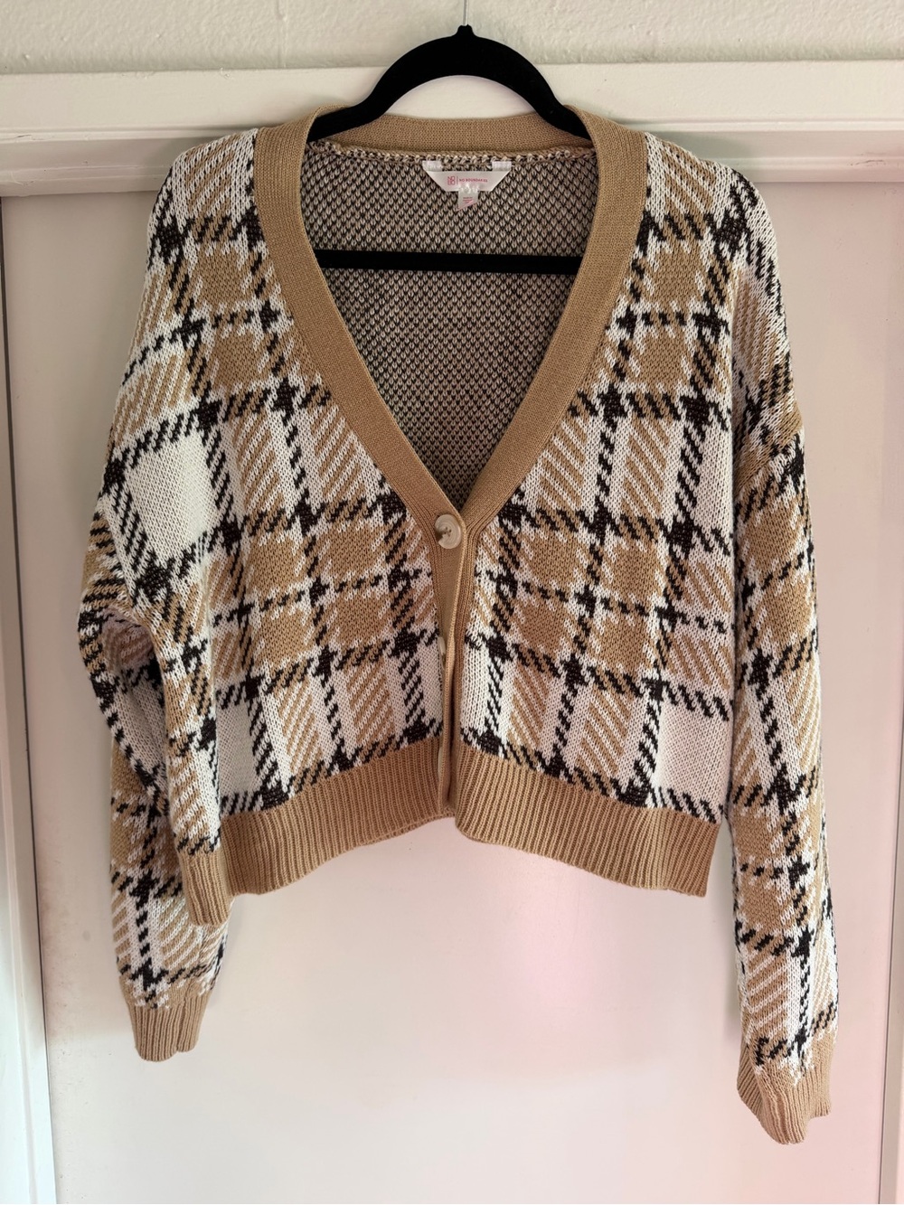 Fall Plaid Cropped Cardigan